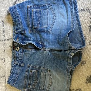 Super adorable patchwork jean shorts